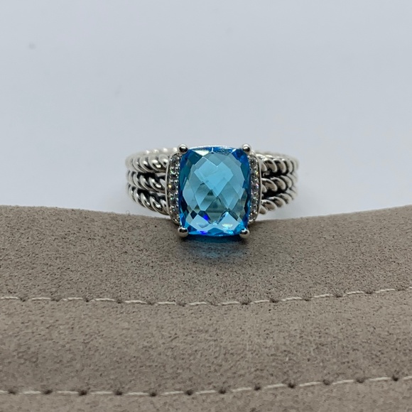 David Yurman Jewelry - David Yurman Petite Blue Topaz Wheaton Ring Size 7